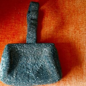 Evening handbag, antique bronze beaded